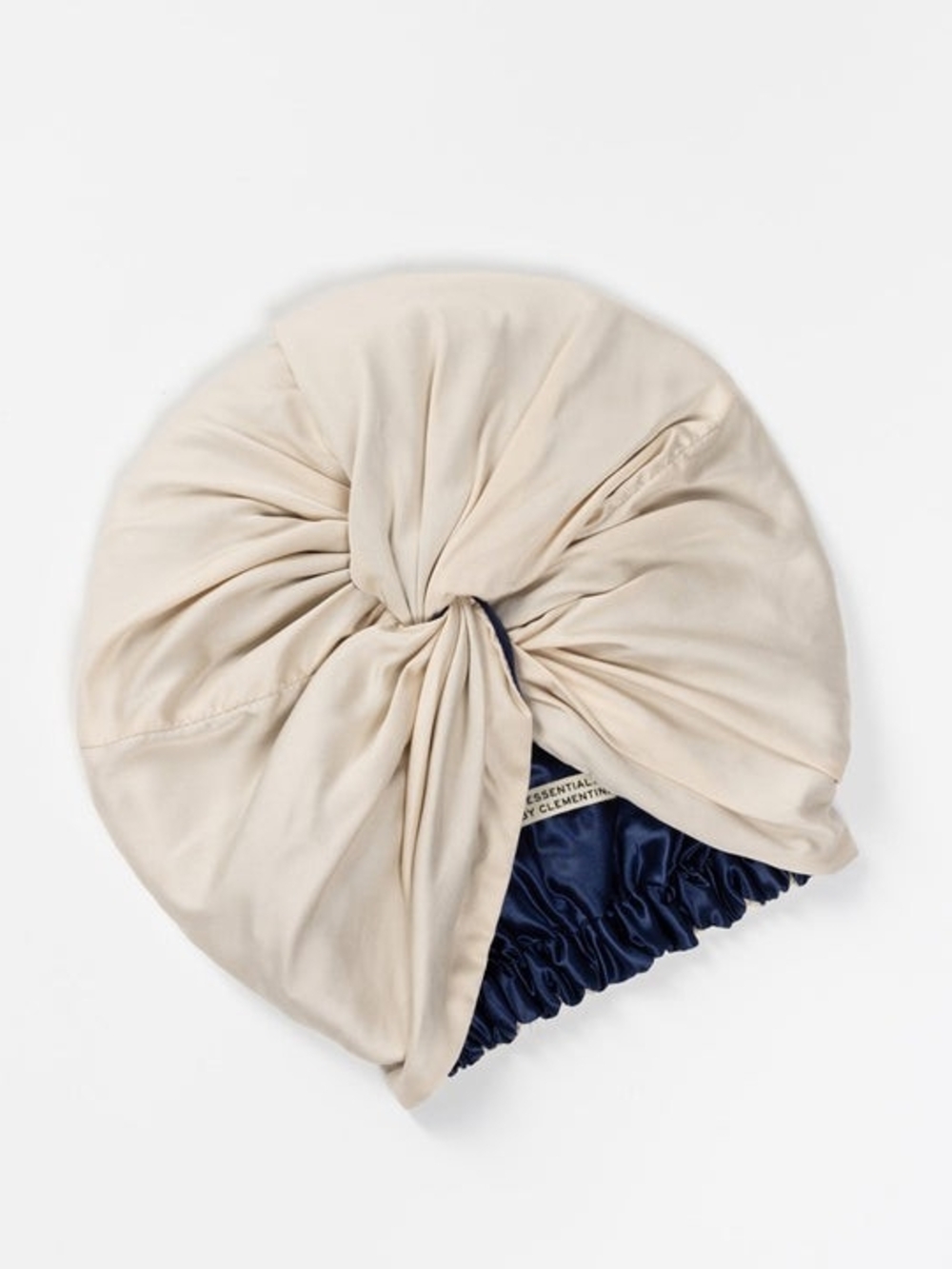 Clementine Essencials Organic Silk Bonnet  in Cream with Navy Lining